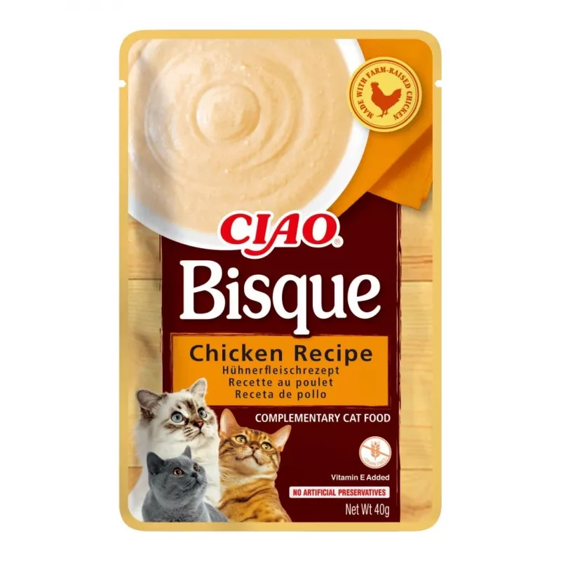 INABA Ciao Bisque kreminė sriuba katėms, vištiena, jautiena ir žuvis, 10 x 40 g