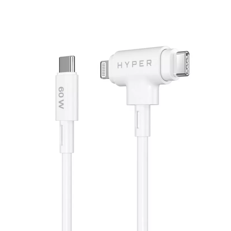HYPER HyperJuice USB kabelis USB 2.0 1,5 m USB C USB C/Lightning baltas