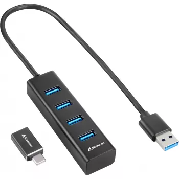 Sharkoon sąsajų šakotuvas USB 3.2 Gen 1 (3.1 Gen 1) Type-C 5000 Mbit/s juodas