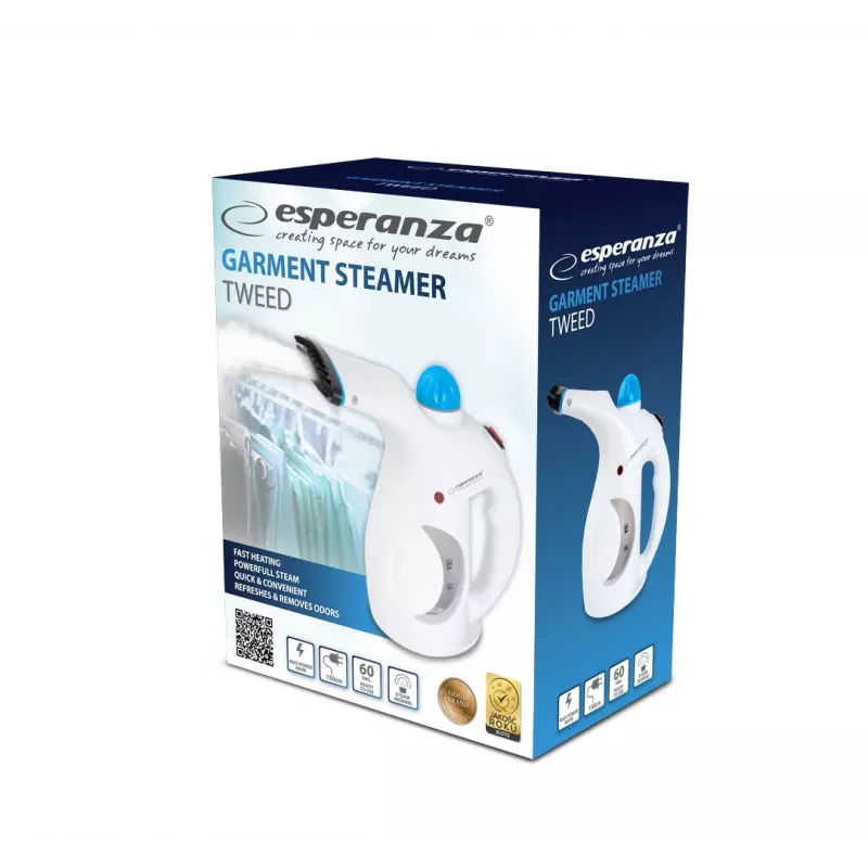 Rankinis drabužių garintuvas ESPERANZA EHI006 — 800 W, 15 g/min garų, 0,2 l talpa, 1,5 m laidas, juodas
