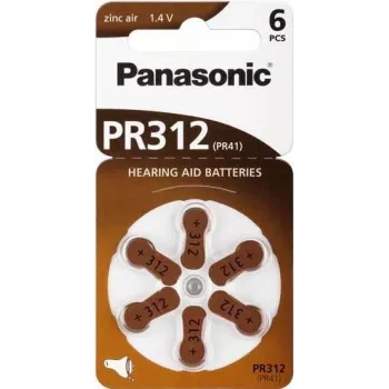 Klausos aparatų baterijos Panasonic PR 312 cinko-oro 170 mAh — 6 vnt. pakuotė