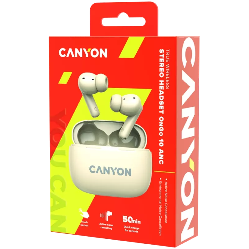 Canyon CNS-TWS10BG Ausinės ir ausinės True Wireless Stereo (TWS) Į ausį skambučiai/muzika/sportas/kasdienis naudojimas USB Type-C Bluetooth Smėlio spalvos (CNS-TWS10BG)