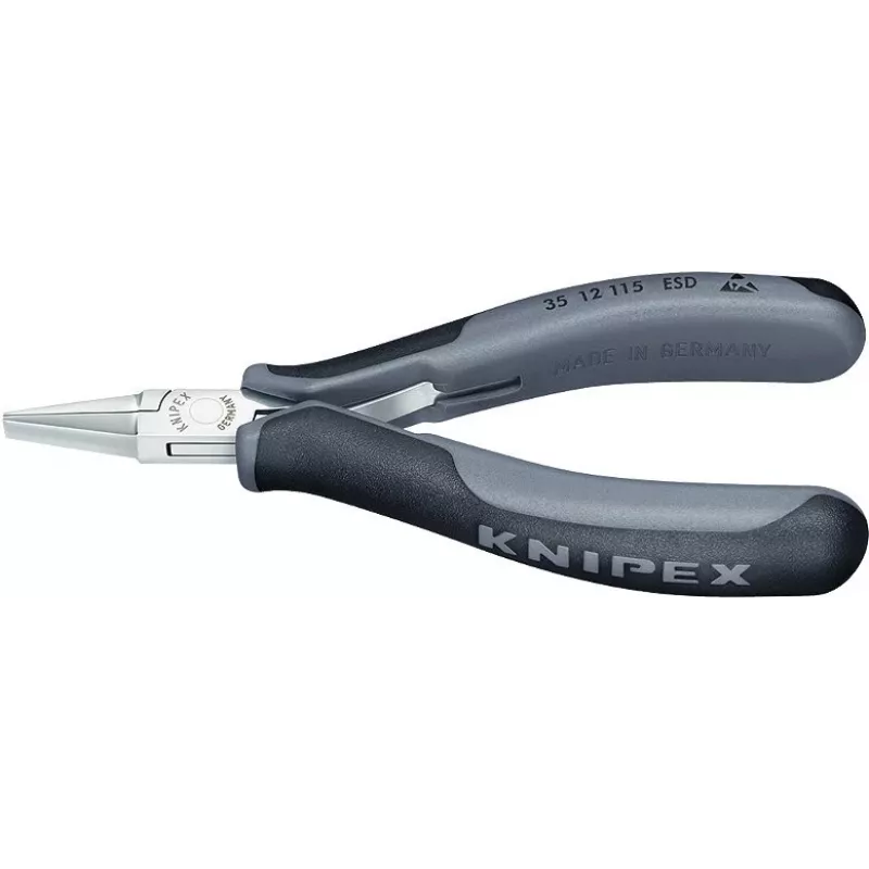 Knipex elektronikos replės, bendras ilgis 115 mm, ESD, plokščios, plačios žandikauliai, veidrodinio poliravimo, 1 forma