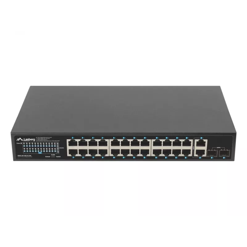 Nevaldomas LANBERG komutatorius RSGE-24P-2GE-2S-360 su 24 RJ-45 Ethernet prievadais