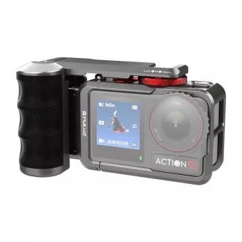 Metalinis apsauginis dėklas su Puluz rankena, skirtas DJI Osmo Action 5 Pro / Action 4 / Action 3