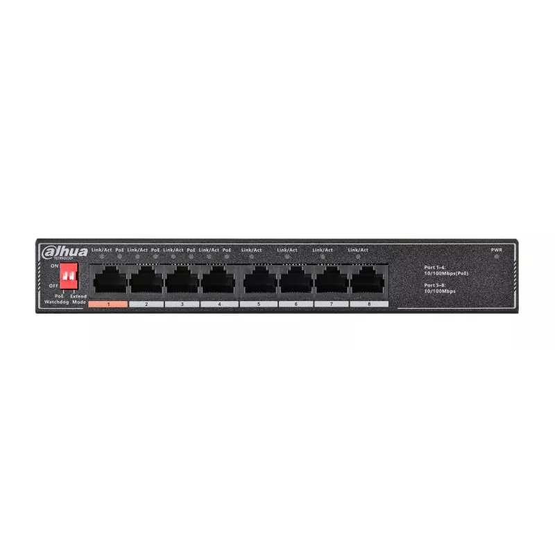 Dahua Technology PoE SF1008LP Nevaldomas L2 Fast Ethernet (10/100) Maitinimas per Ethernet (PoE) Juodas