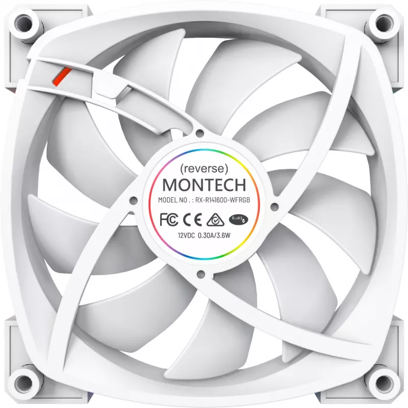 Montech RX140 PWM 140 mm ARGB korpuso ventiliatorius – baltas