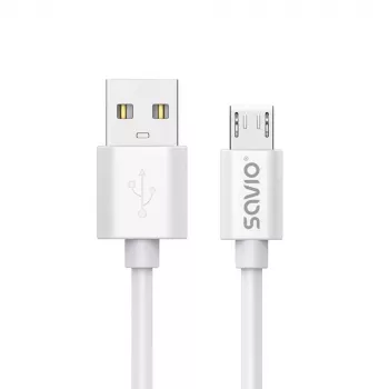 Savio USB 2.0 USB A - Micro USB White CL-167 3 m laidas