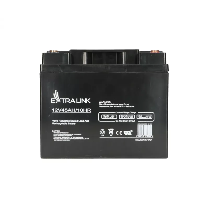 UPS baterija Extralink Accumulator AGM 12V 45Ah — sandari švino rūgštinė (VRLA), 1 vnt., juoda
