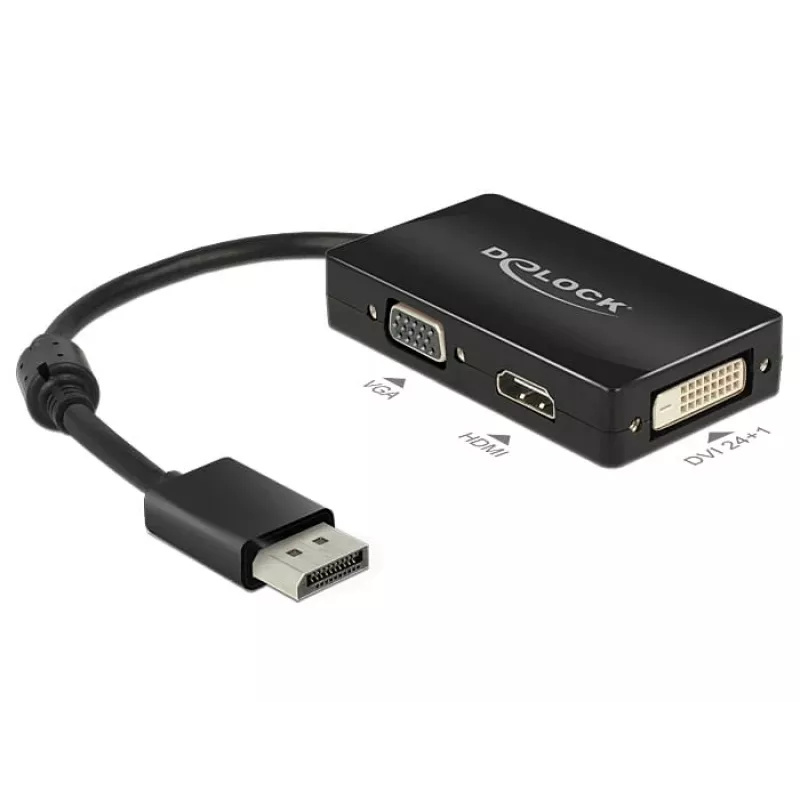 DeLOCK 0,16 m DisplayPort/VGA+HDMI+DVI VGA (D-Sub)+ HDMI + DVI juoda