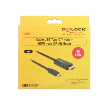 Video kabelio adapteris DeLOCK 85291 USB Type-C HDMI 2 m juoda