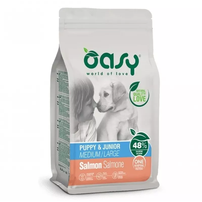 Oasy One Animal Protein Puppy M/L Salmon 12kg