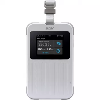 Nešiojamasis maršrutizatorius Acer Connect M6E su 20 GB, dviejų dažnių (2,4 GHz + 5 GHz arba 2,4 GHz + 6 GHz), Wi‑Fi 6E, 5G, IP68, 2x2 vidinės antenos, 4 GB RAM, 2,5 GHz procesorius