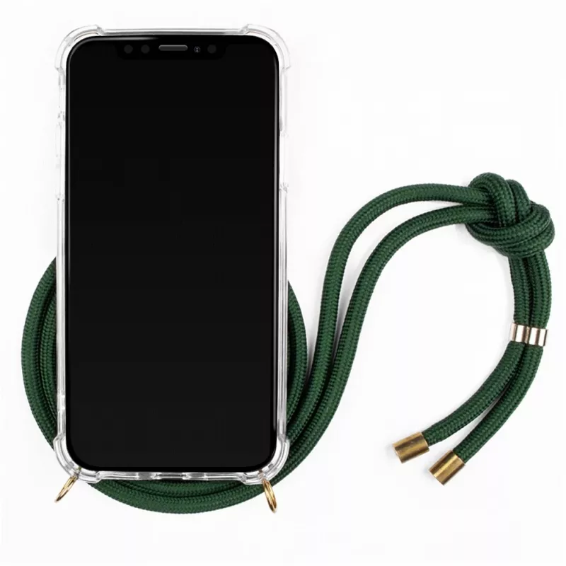 Telefono kaklo juosta Lookabe loo014, skirta iPhone XR – auksinės-žalios spalvos apsauginis maišelis su dirželiu