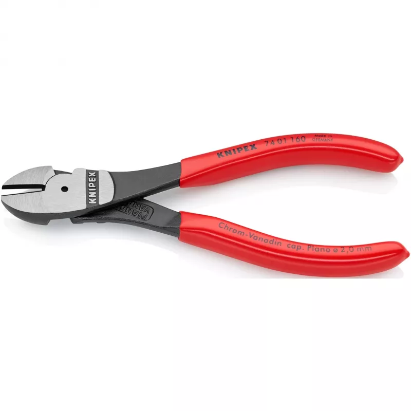 Įstrižinės replės Knipex 74 01 160, chromo-vanadžio plienas, plastikinė rankena