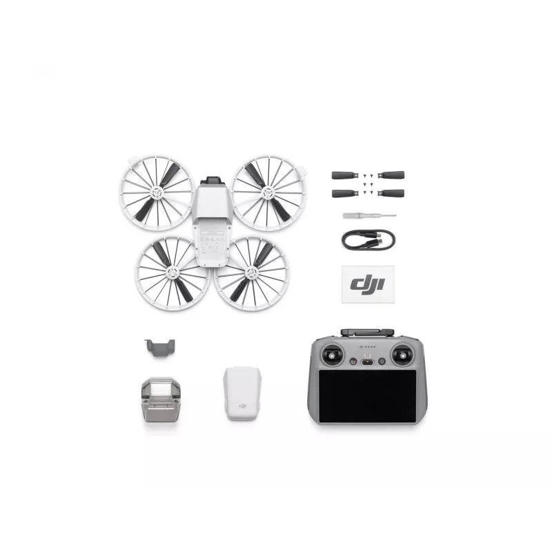 Dronas DJI Flip 4 su 48 MP kamera, 4K (3840x2160), 3110 mAh baterija, 16 m/s, 14 000 m nuotolis, 4 rotoriai, 0,249 kg, juoda/balta