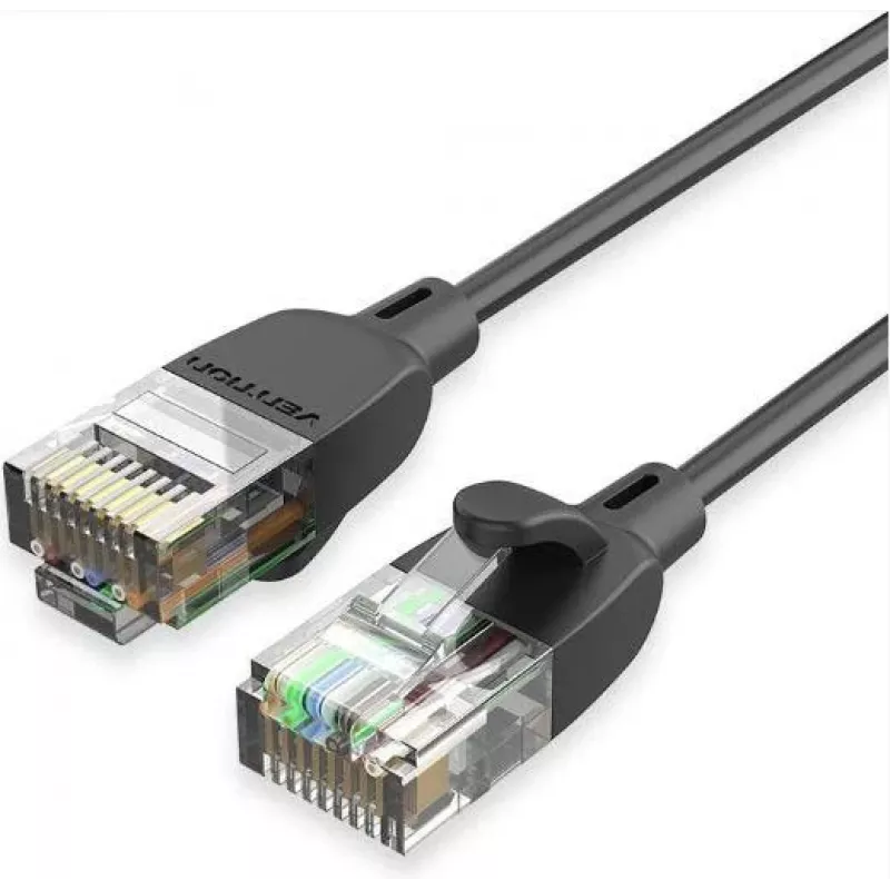 Tinklo kabelis Vention IBIBG Cat6A UTP plonas komutacinis kabelis, 1,5 m, juodas