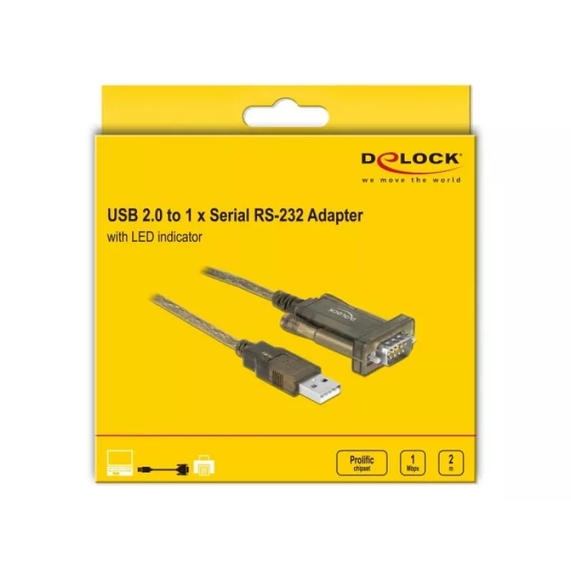 Nuoseklioji jungtis DeLOCK 64073 USB Type-A DB-9 permatoma 2 m