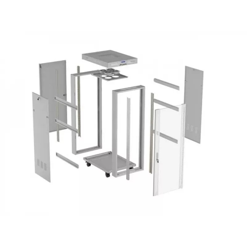 19 colių 32U LANBERG stovimasis stovas-spinta 600×800 mm pilka su stiklinėmis durelėmis ir LCD (plokščia pakuotė)