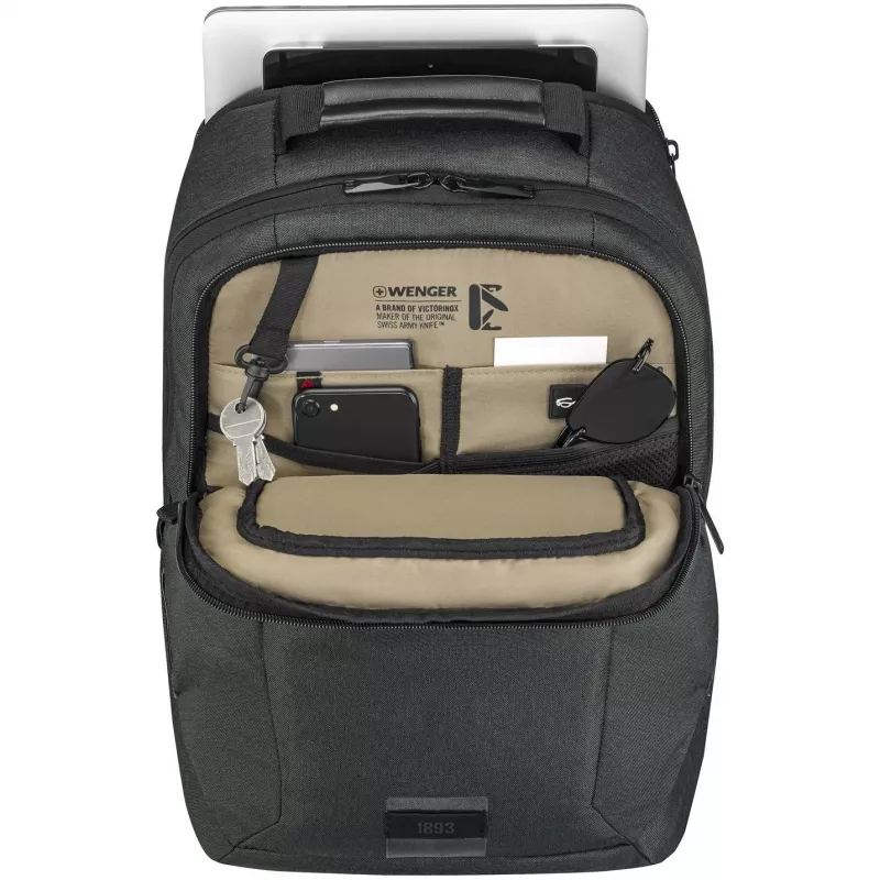 WENGER MX ECO Professional 40,64cm 16Zoll nešiojamojo kompiuterio kuprinė su 25,4cm 10Zoll planšetės kišene, anglis