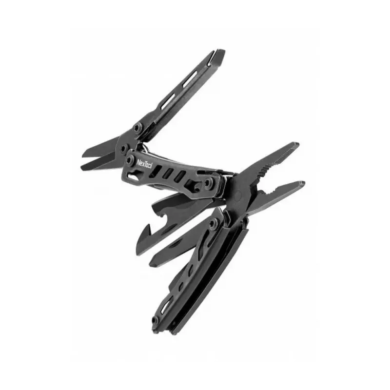 Multitool Nextool Mini FLAGSHIP NE20122 — 10 funkcijų kompaktiškas nerūdijančio plieno daugiafunkcis įrankis, juodas, 67×27×17 mm, 83 g