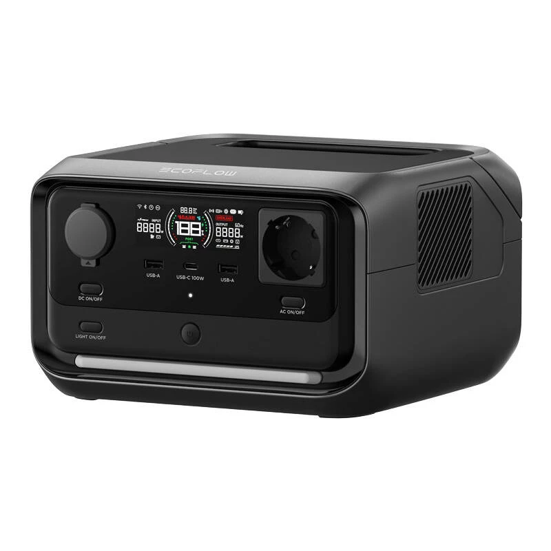 Nešiojama elektrinė EcoFlow River 3 Plus — LiFePO4 286Wh, AC ir USB išėjimai, įkrovimas iš saulės/automobilio
