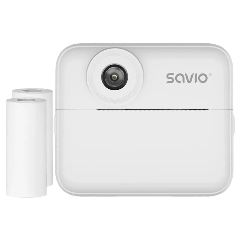 Momentinio spausdinimo fotoaparatas vaikams SAVIO AN-01, baltas, 2,4 colio LCD, MicroSDHC iki 32 GB, USB-C, 1200 mAh baterija, be integruotos blykstės
