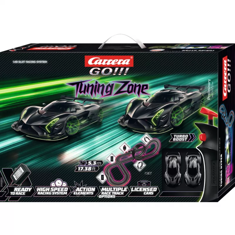 Slotų lenktynių rinkinys CARRERA GO!!! Tuning Zone 5,3 m trasos ilgis