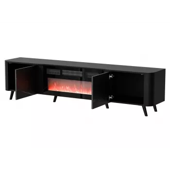 TV spintelė Cama Meble Volare 200 x 39 x 49 cm, juoda/san sebastian su židiniu