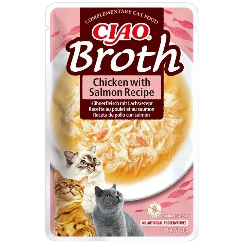 INABA Ciao Broth Chicken & Salmon – kačių skanėstai – 40 g