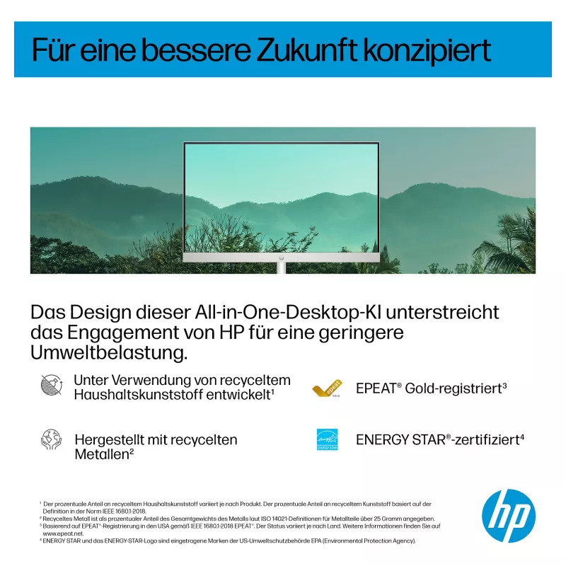 HP AI 27-cr2275ng - All-in-One (Complete Solution) - Core Ultra 7 255U - RAM 16 GB - SSD 512 GB - NVMe - Intel Graphics - 1GbE, Bluetooth 5.3, Wi-Fi 6 - WLAN: 802.11a/b/g/n/ac/ax