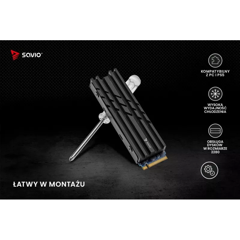 Oro aušintuvas SAVIO M.2 NVMe 2280 AK-60 juodas radiatorius 22x80 mm SSD