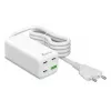 MediaRange MRMA124 mobiliojo įrenginio įkroviklis 100 W kintamoji srovė, 3x USB-C, 100–240 V įvestis, 1,5 m laidas, balta