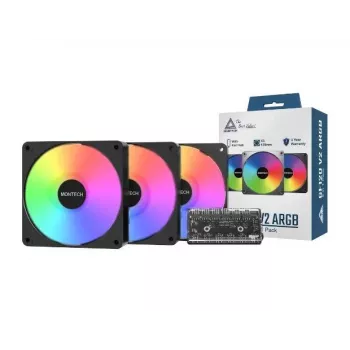 Montech GF120 V2 ARGB kompiuterio korpuso ventiliatoriaus modulis 12 cm juodas 3 vnt.