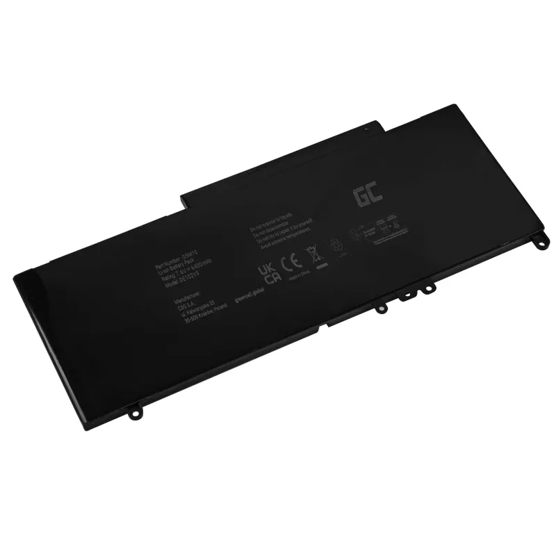 Baterija Green Cell DE102V3, skirta DELL Latitude E5250 E5450 E5550, 7.6V 6200mAh LiPo, juoda
