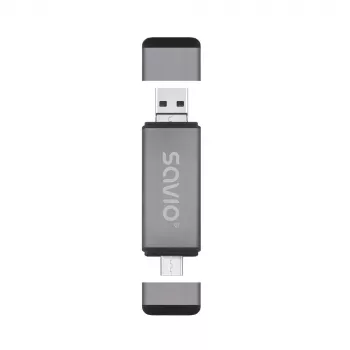 SD kortelių skaitytuvas 3v1, USB-C + USB-A 2.0 + Micro USB