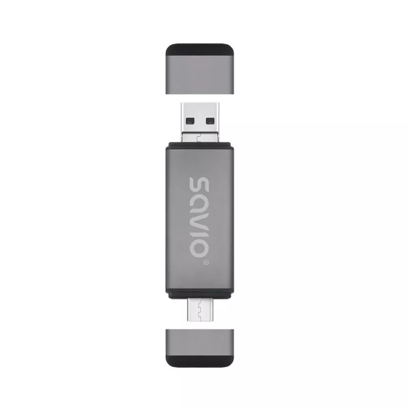 SD kortelių skaitytuvas 3v1, USB-C + USB-A 2.0 + Micro USB
