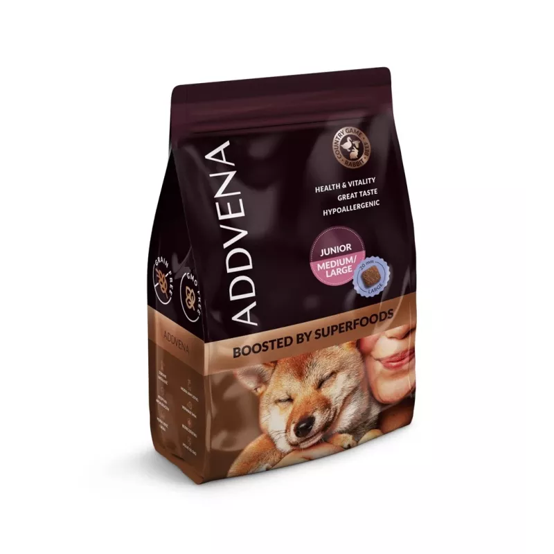 ADDVENA Boosted by superfoods Junior Medium/Large Beef - sausas šunų ėdalas - 2,5kg