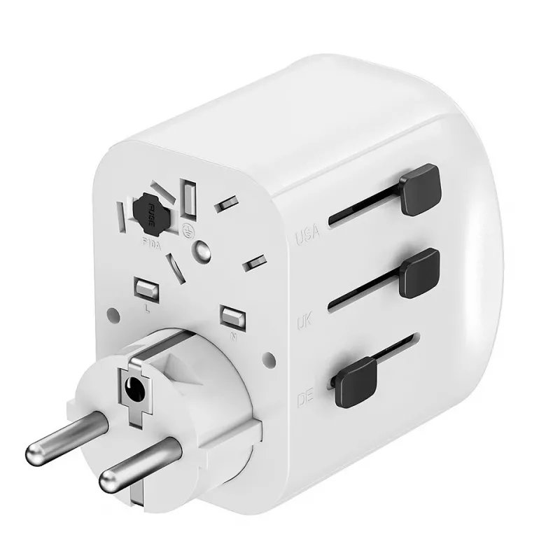 Keliautojo adapteris GEMBIRD TPA-EU2A1C15-01-W — 15 W, E tipo kištukas, 2× USB-A + 1× USB-C, 100–250 V
