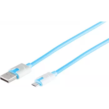 USB kabelis S/CONN 14-50013 USB 2.0 2m USB A Micro-USB B Mėlynas