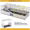 Narvelis FERPLAST Modular 2 triušiams ir jūrų kiaulytėms 109x72x56 cm, metalinis, pilkas, strypų tarpai 23 mm