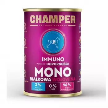 CHAMPER Immuno Monoprotein Beef - šlapias šunų ėdalas - 400 g