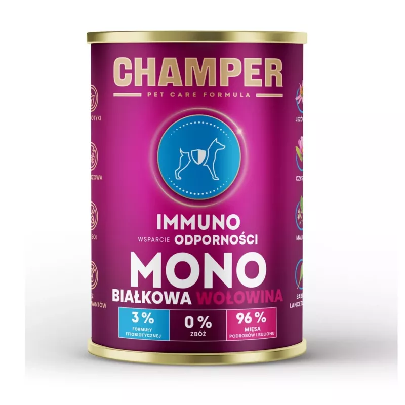 CHAMPER Immuno Monoprotein Beef - šlapias šunų ėdalas - 400 g