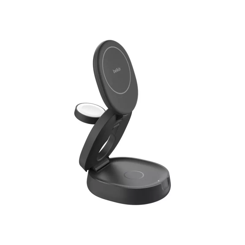 3-in-1 Charger Belkin WIZ034kqBK Qi2 Sulankstomas Magnetinis — belaidis įkroviklis iPhone, Apple Watch, AirPods