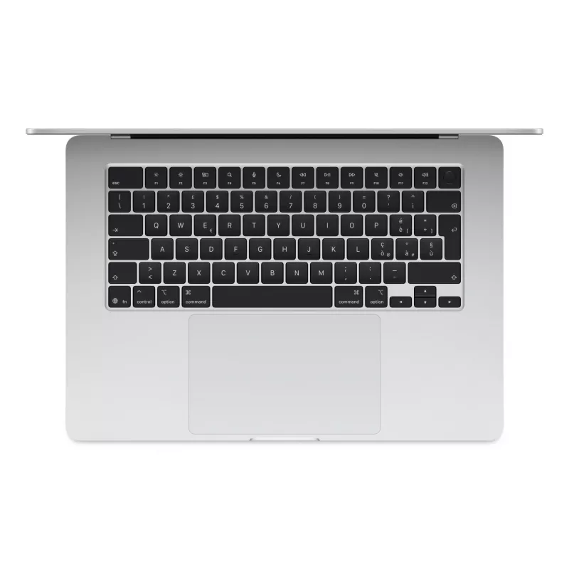 „MacBook Air 15“, sidabrinis, M4 (10 branduolių CPU / 10 branduolių GPU), 16 GB, 512 GB, vokiška klaviatūra, 35 W dvigubas USB-C maitinimo adapteris, MW1H3D/A
