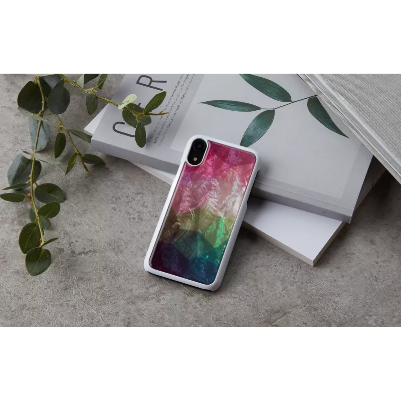 Išmaniojo telefono dėklas iKins, skirtas iPhone XR – vandens gėlių dizainas, baltas