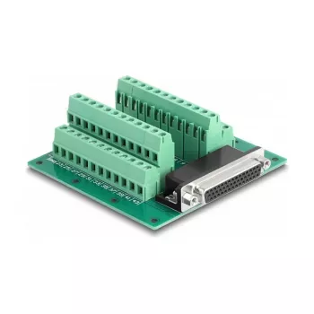 DeLOCK D-Sub HD 44 kontaktų, lizdas, į gnybtų bloką, skirtą DIN bėgeliui, 84 mm x 86 mm x 30 mm