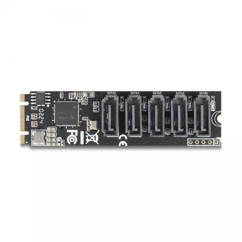 Vidinė SATA adapterio plokštė DELOCK 64241 M.2 (Key B+M) į 5x SATA su JMicron JMB585, LED indikatoriai, skirtas PC