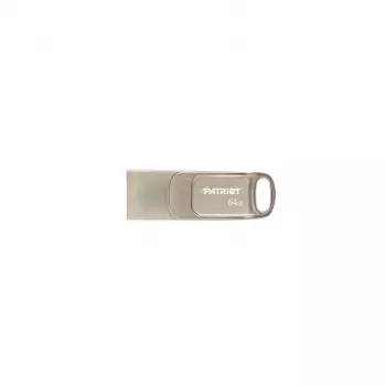 USB atmintinė PATRIOT PS64GT560DS5D 64GB USB 3.2 (USB-A ir USB-C), pasukamo cinko lydinio korpusas, sidabrinė