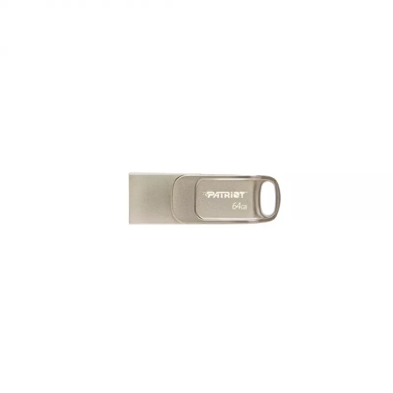 USB atmintinė PATRIOT PS64GT560DS5D 64GB USB 3.2 (USB-A ir USB-C), pasukamo cinko lydinio korpusas, sidabrinė
